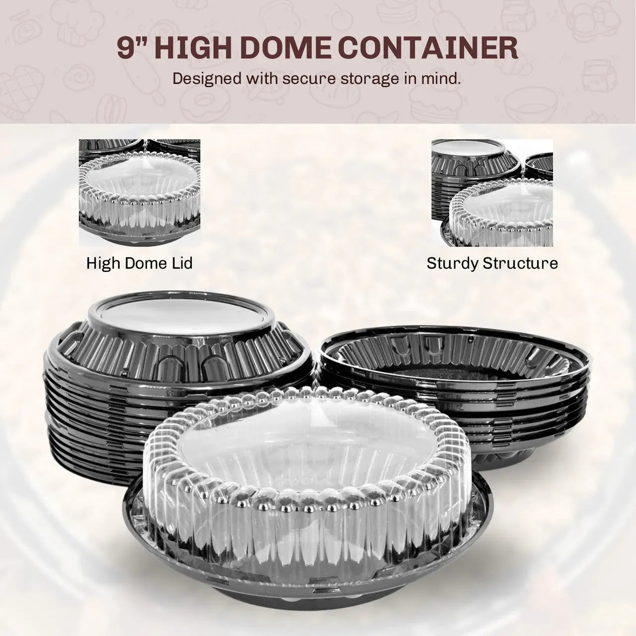 9" Plastic Pie Container w/ High Dome Lid - Case of 160 - #WJ43 D & W Fine pack