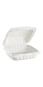 9 x 9 x 3 MFPP 1 Compartment Hinged Take Out Container White - Case of 150 D & W Fine pack