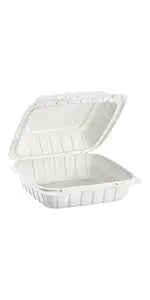 8 x 8 x 3 MFPP 1 Compartment Hinged Take Out Container White - Case of 200 D & W Fine pack