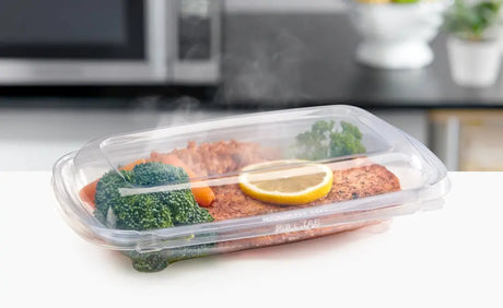 Safe-T-Chef 9 x 6  Tamper evident & tamper resistant microwaveable clamshell, 24 oz. - Case of 136 #C9624D Inline Plastics