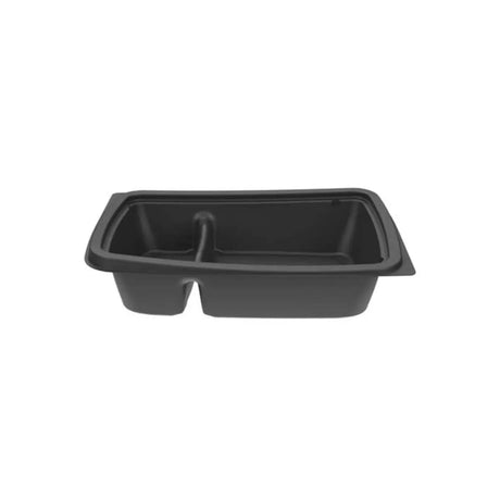 Cruiser® Ware 10.3″ X 7.2″ Black 32 oz. MFPP 2 Compartment Entrée Base w/ Lid Combo - Case of 240 - #10322C-WL Wholesale Foil Pans