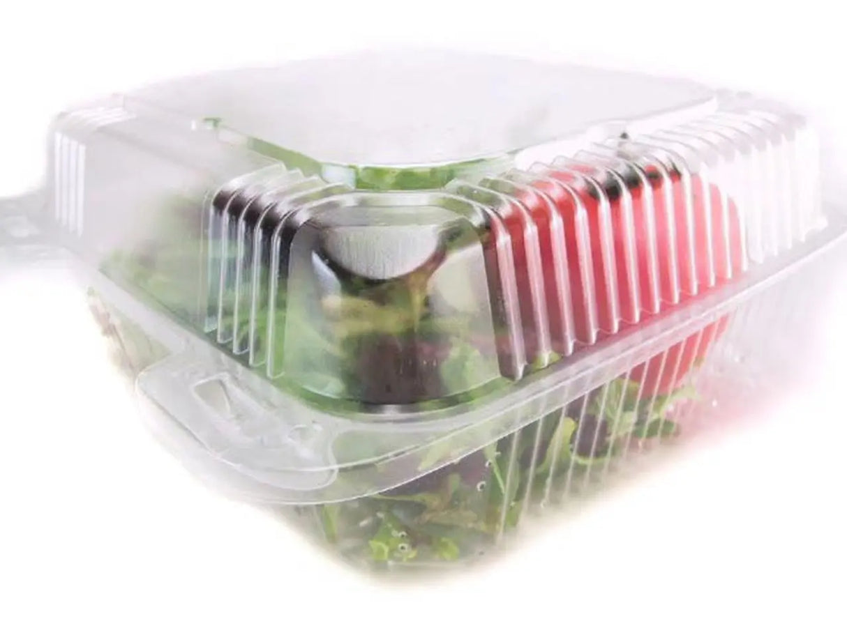 8" Square Plastic Hinged Deli Container - Case of 250  #CPC895 Durable Packaging
