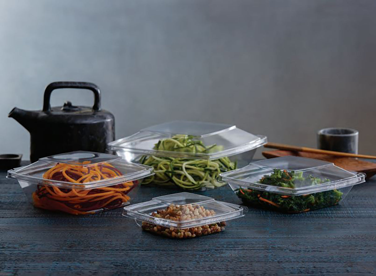 8 oz. PagodaWare Tamper Evident & Tamper Resistant Hinged Deli Container - Case of 168 - #TS8PW Inline Plastics