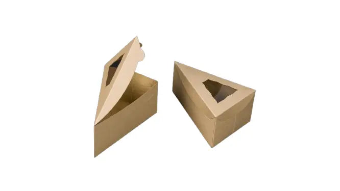 6 3/8" x 4 1/4" x 2 1/2" Brown Pie Slice Box with Window- Case of 100 BRP Box shop