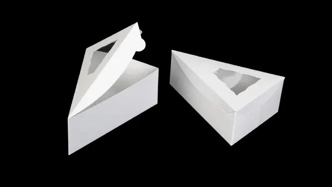6 3/8" x 4 1/4" x 2 1/2" White Pie Slice Box with Window - Case of 100 BRP Box shop