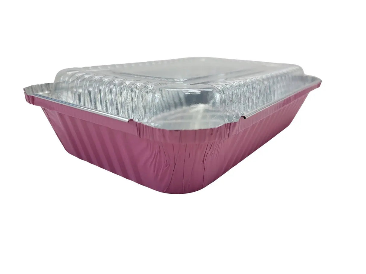 1½ lb. Shallow Oblong Foil Pan w/ Plastic Lid - Case of 1000 #6417P KitchenDance