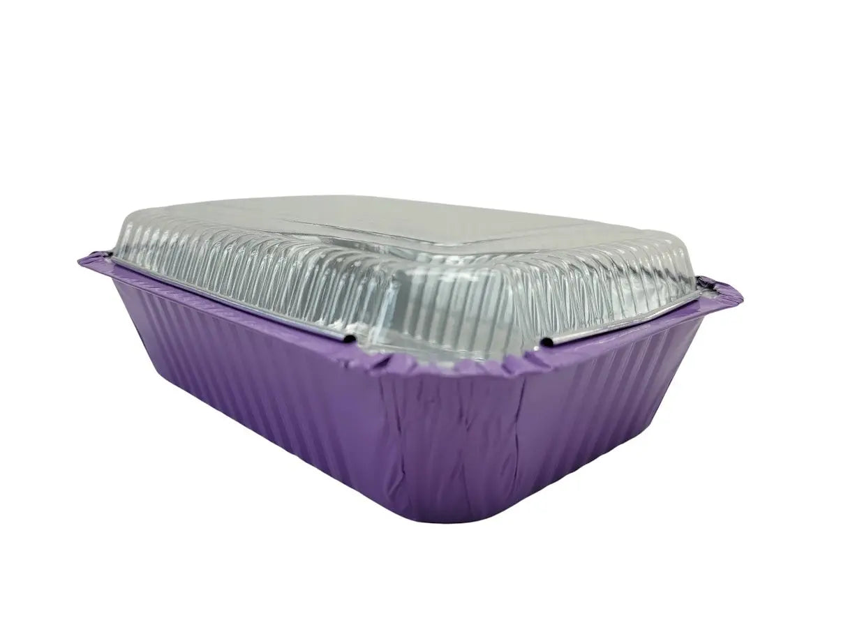 1½ lb. Colored Foil Carryout Pan w/ Plastic Lid - Case of 1000  #7650P KitchenDance
