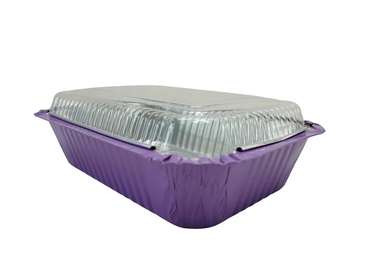 1½ lb. Colored Foil Carryout Pan w/ Plastic Lid - Case of 1000 #7650P KitchenDance