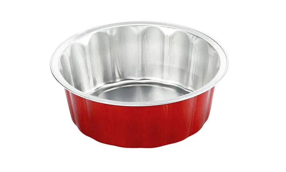 8 oz. Round Disposable Aluminum Foil Colored Dessert Pan - Case of 1000- #A8NL KitchenDance