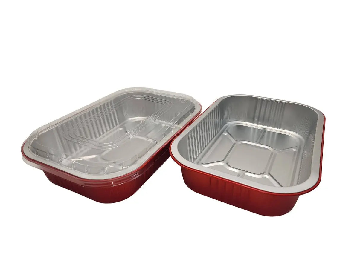 8" x 5" Colored Heavy Aluminum Entrée Pan with Lid - Case of 500 - #A67P KitchenDance
