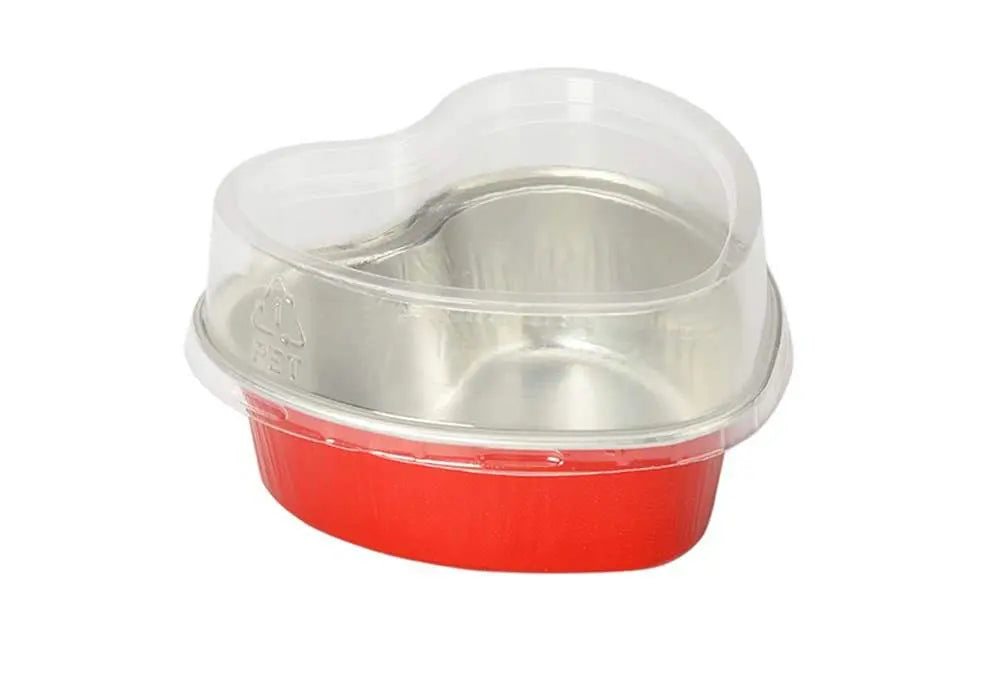 Mini Heart Shaped Foil Pan with Plastic Lid - Case of 2000 - #3055P KitchenDance