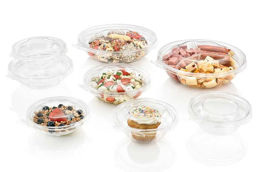 Safe-T-Fresh Tamper Evident & Tamper Resistant Clamshell Bowl, 32oz. - Case of 150 - #TS32RN Inline Plastics