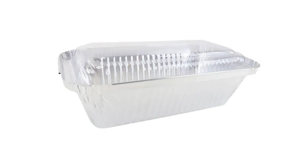 1½ lb. Closable Colored Foil Loaf Pan with Plastic Lid - Case of 1000 - #1650P KitchenDance