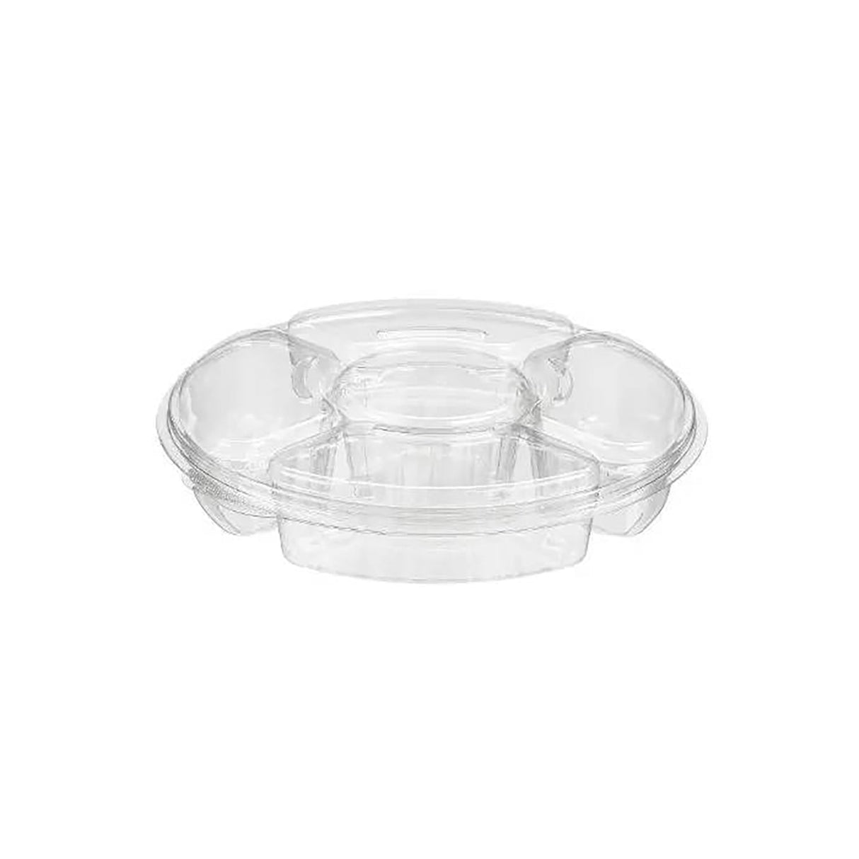 96 oz. Two Piece Round Platter with 5 Compartments - Case of 50 - #PL096C Inline Plastics