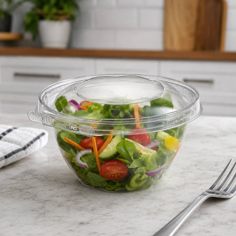 Inline Plastics Safe-T-Fresh Tamper Evident & Tamper Resistant 16 oz. Clamshell Bowl - Case of 240 - #TS16RN