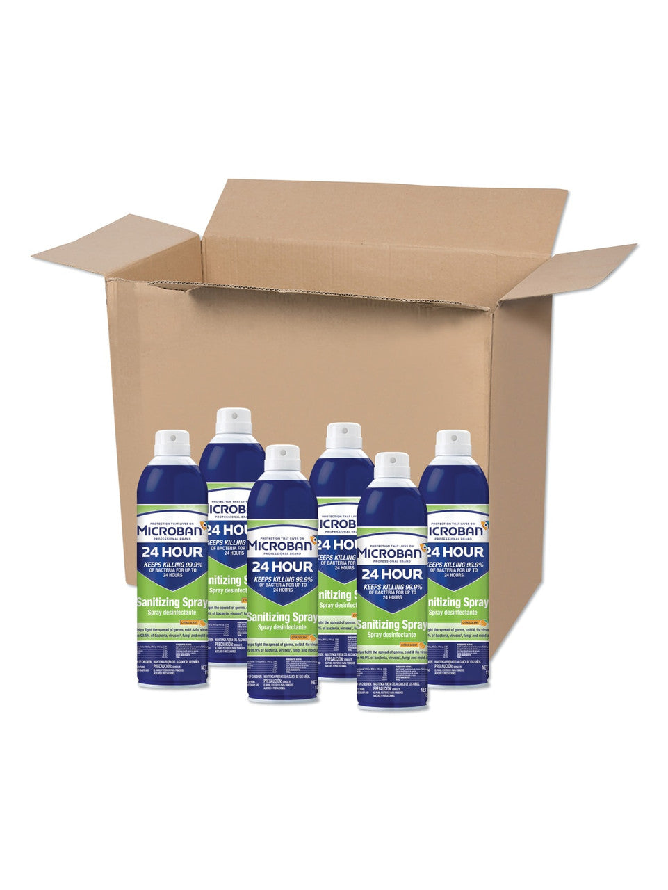 Microban 24 hour Sanitizing Spray- 15 oz. Bottles, Citrus scent - Case of 6