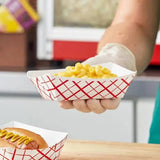 1 lb. compostable food tray with mac n cheese in it