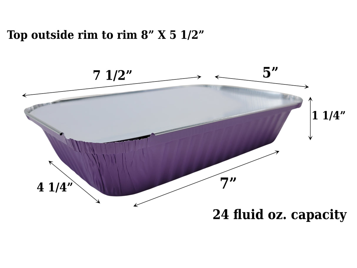 Bandeja rectangular de aluminio de color poco profunda de 1½ lb con tapa de cartón - Caja de 1000 - N.º 6417L