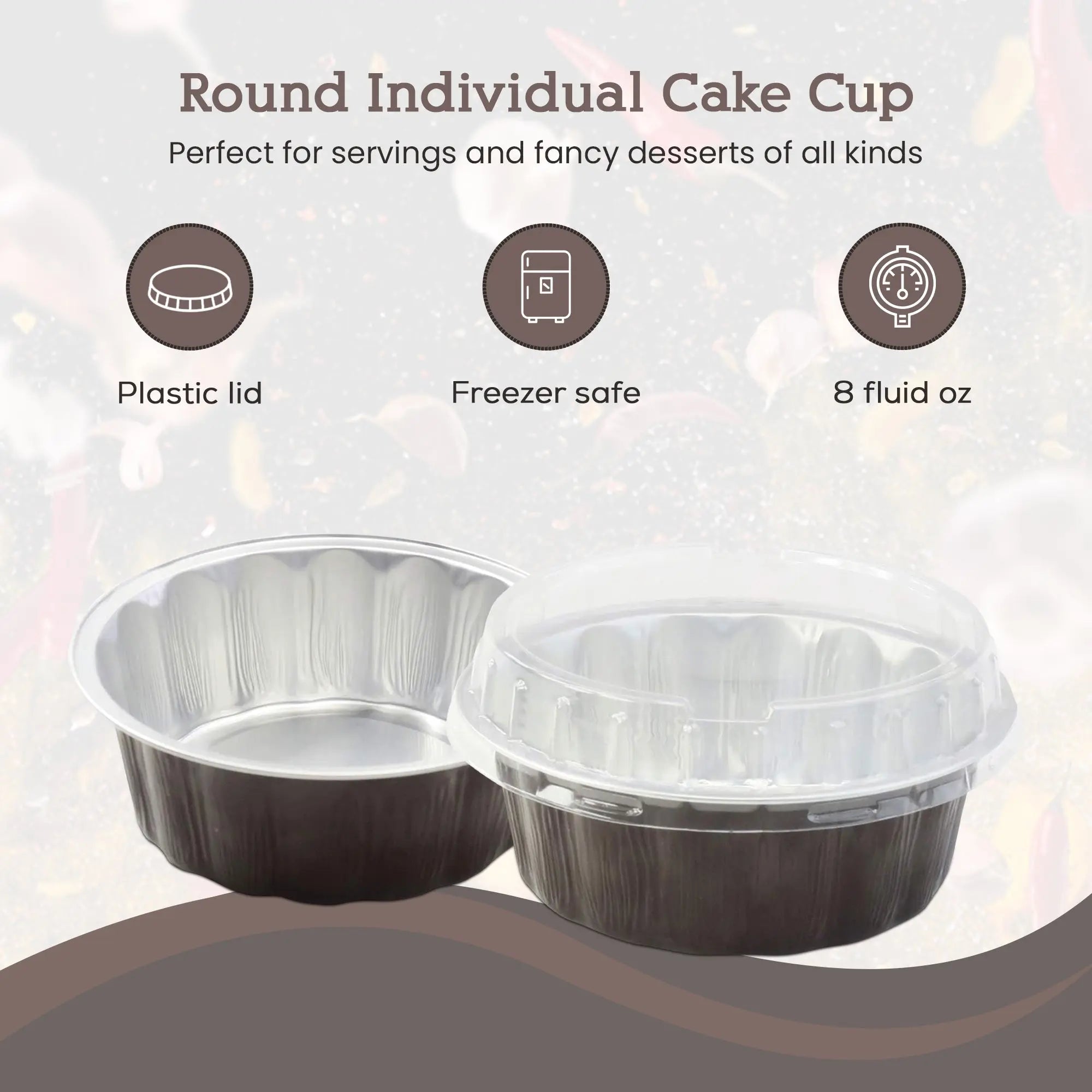 100-Pack 8" Round Disposable Aluminum Foil Pans With Plastic Lids - Takeout Containers