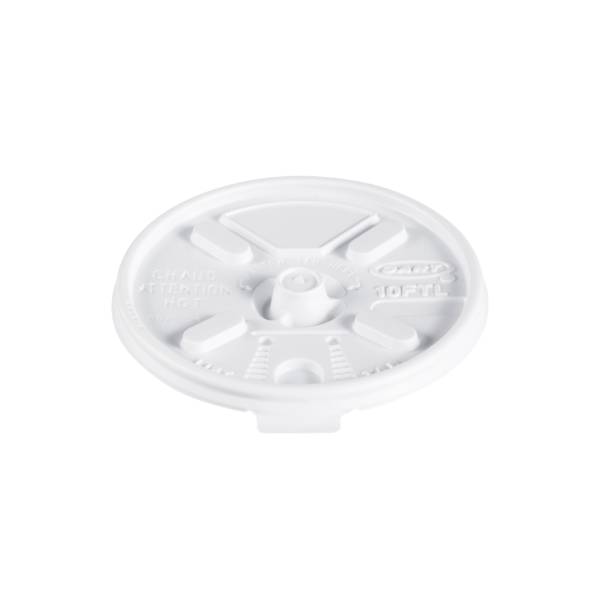 10 oz. HIPS Plastic Plastic Lift 'n' Lock White Lid - Case of 1000 - #10FTL