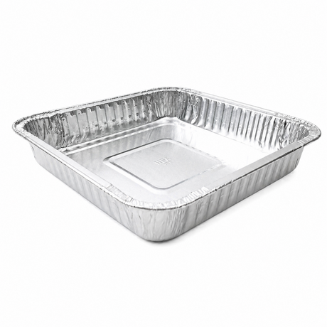 Molde para torta desechable cuadrado de 9" con embalaje duradero - Caja de 500 - N.° 1100