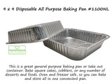 Durable Packaging 9" Square Disposable Cake Pan- Case of 500 - #1100