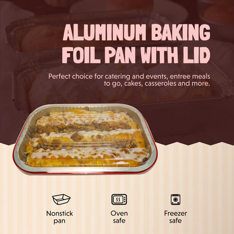 8" x 5" Colored Heavy Aluminum Entrée Pan with Lid - Case of 500 - #A67P KitchenDance