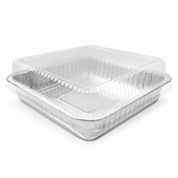 8" Square Disposable Baking Pan with Plastic Lid - Case of 500 - #1155P