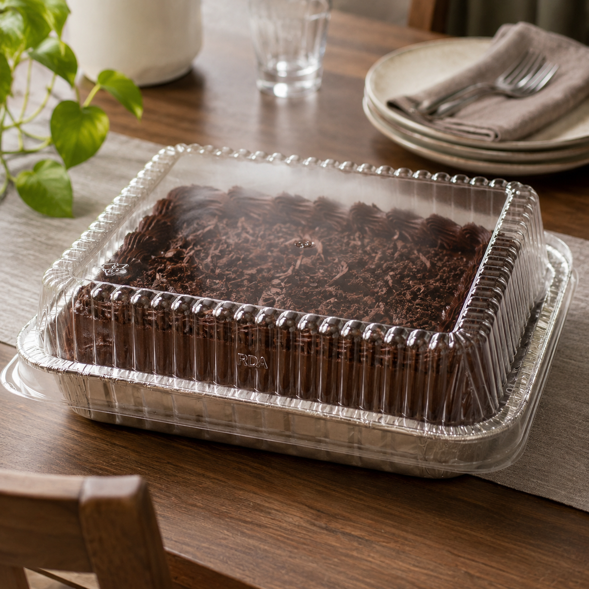 8" Square Disposable Baking Pan with Plastic Lid - Case of 500 - #1155P