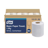 Tork 8 x 8 Centerfeed 1-Ply White Paper Wiper - Case of 6 - #120133