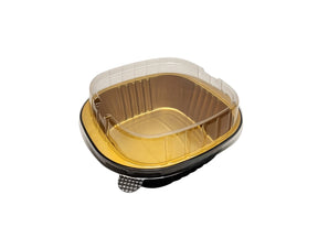 5" x 5" Heavy Aluminum Square Foil Pan with Lid Combo - Case of 500 - #A69P KitchenDance