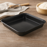 8" x 8" Ovenable Black Solid Board Rolled Rim Tray - Case of 240 - #13158