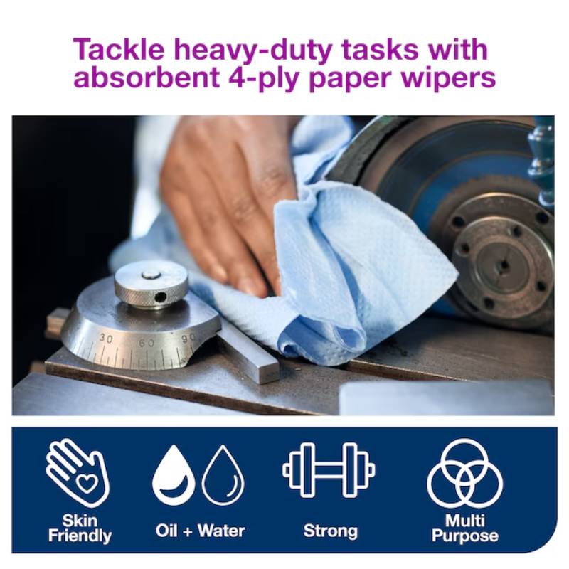 Tork Centerfeed Industrial Blue 4-Ply Paper Wiper - Case of 4 - #132451A