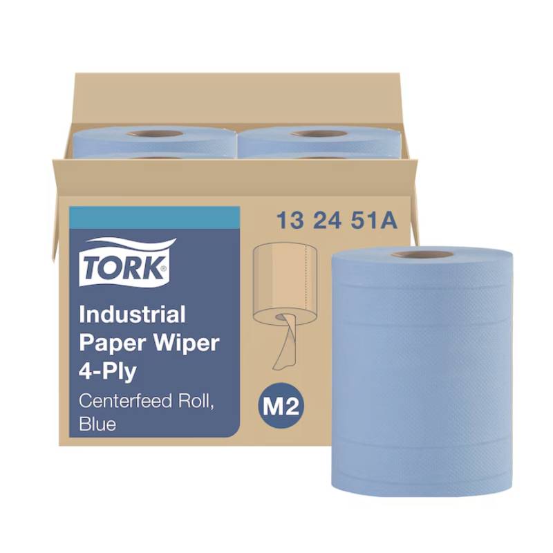 Tork Centerfeed Industrial Blue 4-Ply Paper Wiper - Case of 4 - #132451A