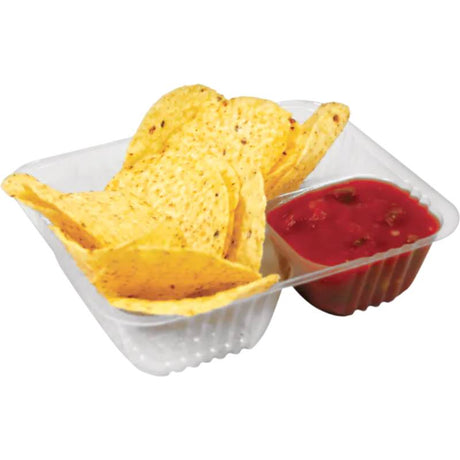 5"x6" 2-Compartment Clear Small Nacho Tray - Case of 500 - #1343401
