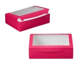 Cajas para panadería con ventana y lengüeta de bloqueo de colores, 14 x 10 x 4 - Caja de 100 - N.º 14104W