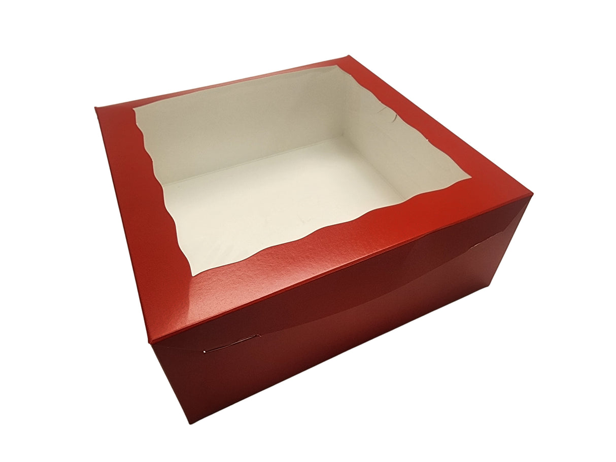 Cajas de panadería con ventana y lengüeta de bloqueo de colores, 10 x 10 x 4 - Caja de 100 - N.º 10104W