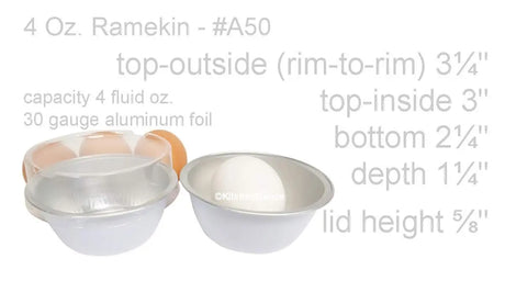 4 oz. Disposable Colored Aluminum Ramekins with Lids Case of 2000- #A50P KitchenDance
