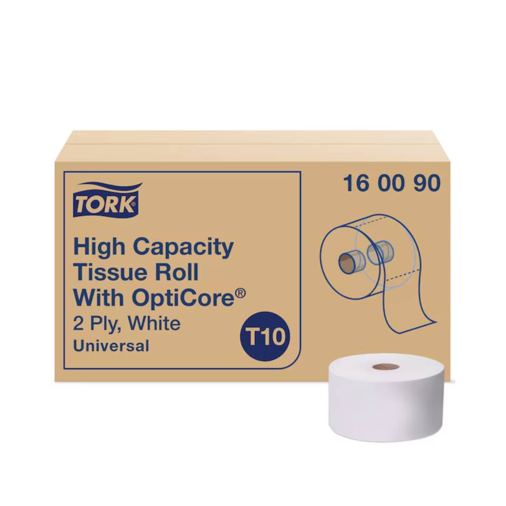 Tork OptiCore® White Mid-size 2-Ply Toilet Paper Roll - Case of 12 - #160090