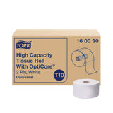Tork OptiCore® White Mid-size 2-Ply Toilet Paper Roll - Case of 12 - #160090