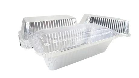 1½ lb. Closable Colored Foil Loaf Pan with Plastic Lid - Case of 1000 - #1650P KitchenDance