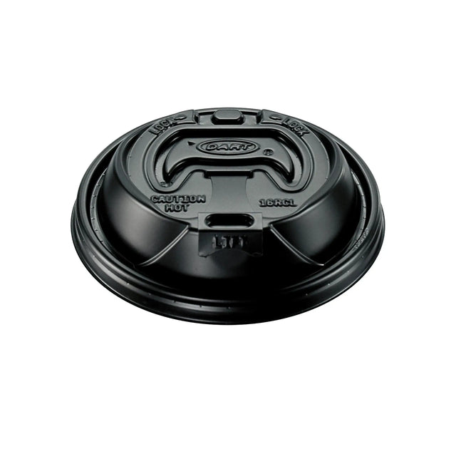 Dart 12-24 oz. Black HIPS Plastic Optima® Reclosable Lid - Case of 1000 - #16RCLBLK Dart Container