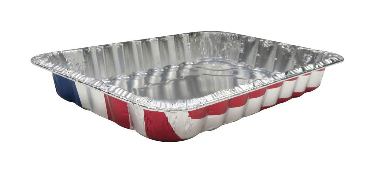 Molde para pasteles desechable de aluminio con la bandera estadounidense (caja de 100, n.º 1776NL)