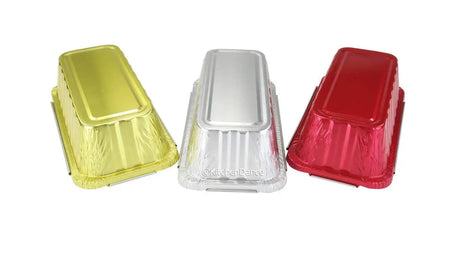 2 lb. Colored  Closable Foil Loaf Pan with Plastic Lid - Case of 1000- #1850P Aikou