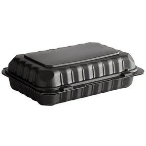9 x 6 x 3 MFPP 1 Compartment Hinged Take Out Container Black - Case of 200 D & W Fine pack