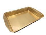 Sartén grande para platos principales o cazuelas de 108 oz con tapa abovedada, de aluminio dorado y negro - Caja de 25