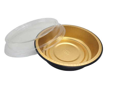 Handi-Stax 7" Round Gourmet To-Go Take Out Pans with Lids - Case of 50 Handi-Foil