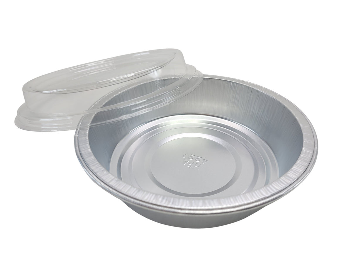 Handi-Stax 7" Round Gourmet To-Go Take Out Pans with Lids - Case of 50