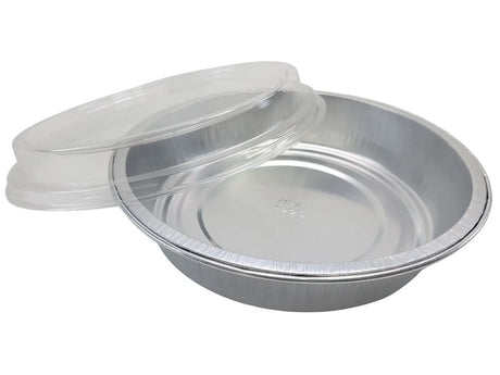 Handi-Stax 9" Round Gourmet To-Go Take Out Pans with Lids - Case of 50 Handi-Foil