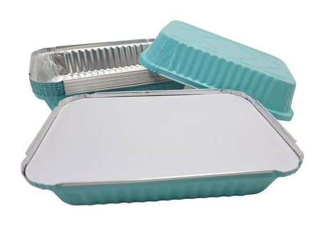 1½ lb. Shallow Colored Oblong Foil Pan with Board Lid - Case of 1000 - #6417L KitchenDance